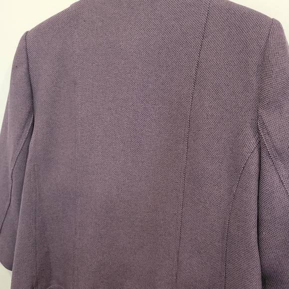 Kim Rogers Chocolate Brown Open Front Blazer Jacket Lined Black trim 12P - Picture 9 of 9